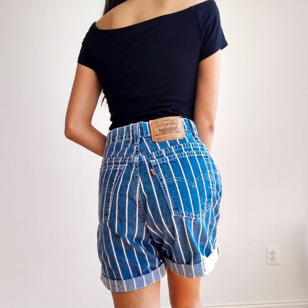 Vintage orange tab Levi's striped shorts